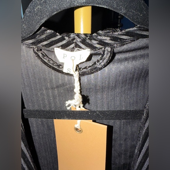 POL Black Textured Stripe Robe/Cardigan - Picture 3 of 3